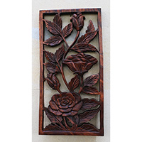 Wooden Wallhanging, Handmade From Suar Wood With Brown Polished