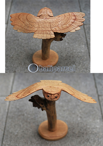 Wooden Owl With Parasite Wood