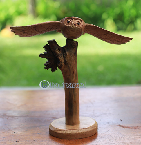 Wooden Owl With Parasite Wood