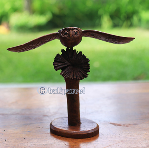 Wooden Owl With Parasite Wood
