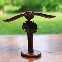 Wooden Owl With Parasite Wood