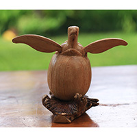 Wooden Turtle With Parasite Wood