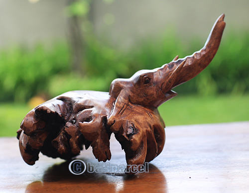Wooden Elephant With Parasite Wood