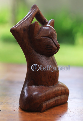 Wooden Cat, Handmade From Hibuscus Wood
