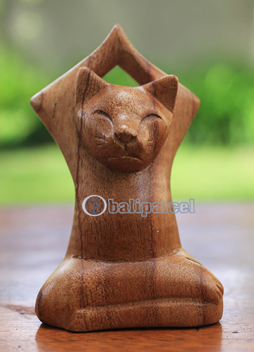 Wooden Cat, Handmade From Hibuscus Wood