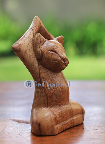 Wooden Cat, Handmade From Hibuscus Wood