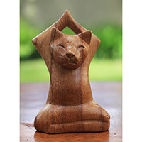 Wooden Cat, Handmade From Hibuscus Wood