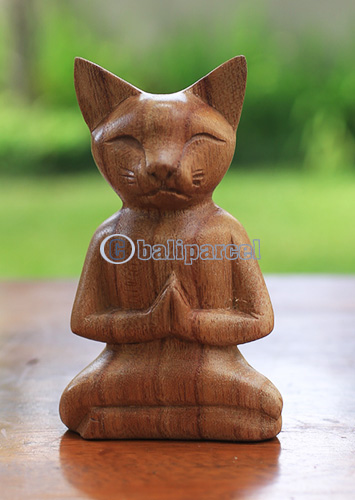 Wooden Cat, Handmade From Hibuscus Wood