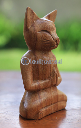 Wooden Cat, Handmade From Hibuscus Wood