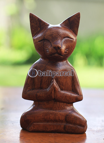 Wooden Cat, Handmade From Hibuscus Wood