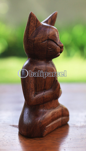 Wooden Cat, Handmade From Hibuscus Wood