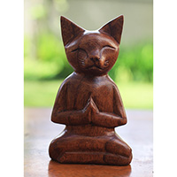 Wooden Cat, Handmade From Hibuscus Wood