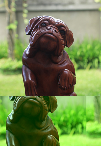 Wooden Dog, Hand Made From Suar Wood With Brown Polished