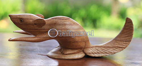 Wooden Squirrel, Hand Made From Suar Wood With Natural Polished