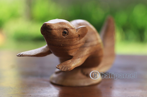 Wooden Squirrel, Hand Made From Suar Wood With Natural Polished