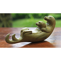 Wooden Beaver Hand Made From Waru Wood With Natural Polished