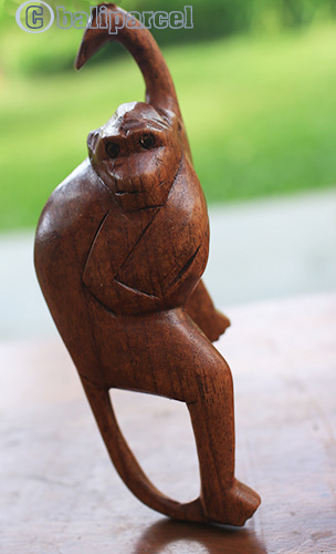 Wooden Monkey, Hand Made From Suar Wood 