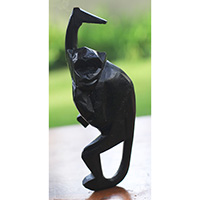 Wooden Monkey, Hand Made From Suar Wood 
