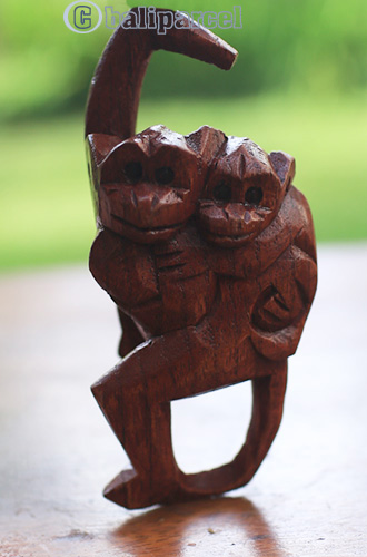 Wooden Monkey, Hand Made From Suar Wood 