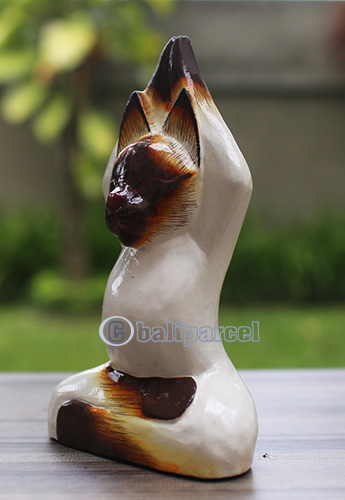 Wooden Cat With Painted, Handmade From Albesia Wood