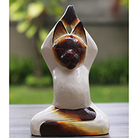 Wooden Cat With Painted, Handmade From Albesia Wood
