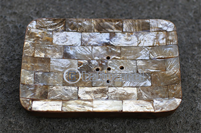 Wooden Soap Dish With Shell, Hand Carved From Teak Wood