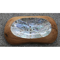 Wooden Soap Dish With Shell, Hand Carved From Teak Wood