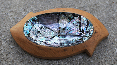 Wooden Soap Dish With Shell, Hand Carved From Teak Wood