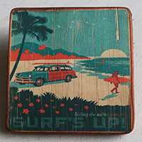 Wooden Art Print Coaster, The Original Photo Can Be Printed To The Wood, If Any Custom Photos We Can Print It, Is Made From Albesia Wood