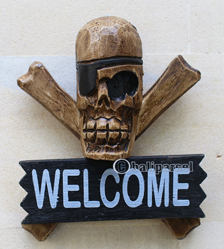 Pirate Skull, Handmade From Albesia Wood