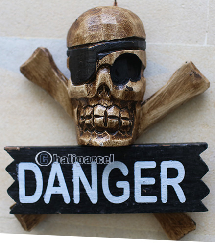 Pirate Skull, Handmade From Albesia Wood