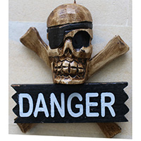 Pirate Skull, Handmade From Albesia Wood