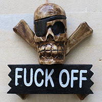 Pirate Skull, Handmade From Albesia Wood