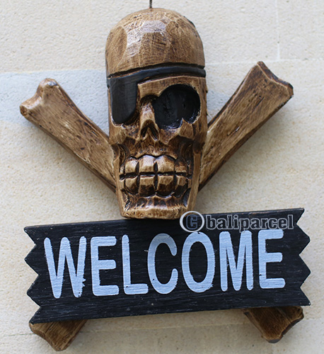 Pirate Skull, Handmade From Albesia Wood