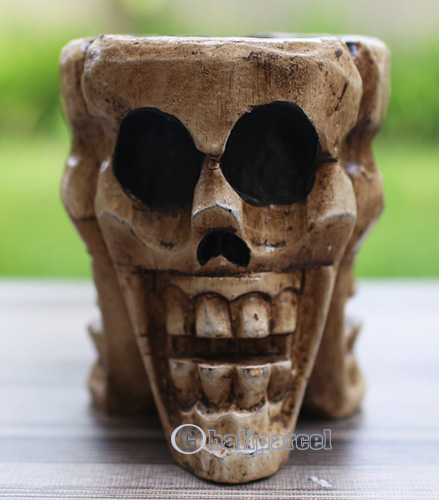 Ashtray Skull, Handmade From Albesia Wood