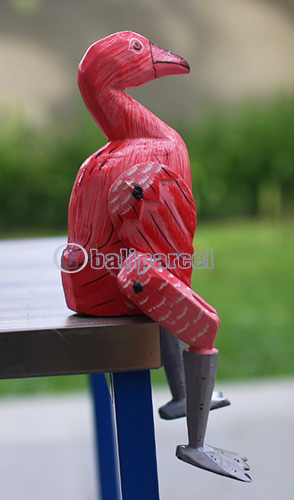 Wooden Flamingo Bird, Hand Carved From Albesia Wood