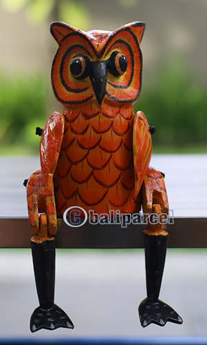 Wooden Owl, Hand Carved From Albesia Wood