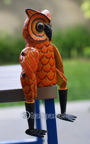 Wooden Owl, Hand Carved From Albesia Wood