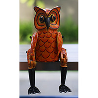 Wooden Owl, Hand Carved From Albesia Wood