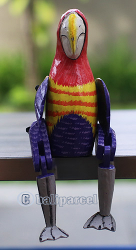 Wooden Parrot Bird, Hand Carved From Albesia Wood