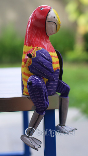 Wooden Parrot Bird, Hand Carved From Albesia Wood