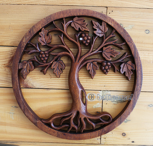 Wooden Wallhanging, Handmade From Suar Wood With Brown Polished