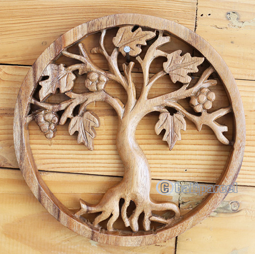 Wooden Wallhanging, Handmade From Suar Wood With Natural Polished