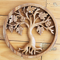 Wooden Wallhanging, Handmade From Suar Wood With Natural Polished