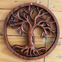 Wooden Wallhanging, Handmade From Suar Wood With Brown Polished