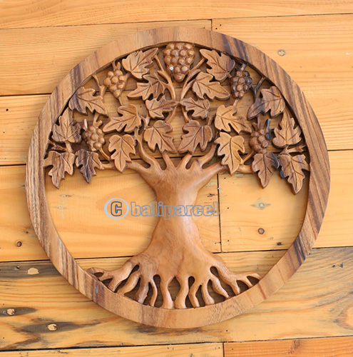 Wooden Wallhanging, Handmade From Suar Wood With Natural Polished