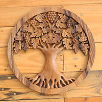 Wooden Wallhanging, Handmade From Suar Wood With Natural Polished