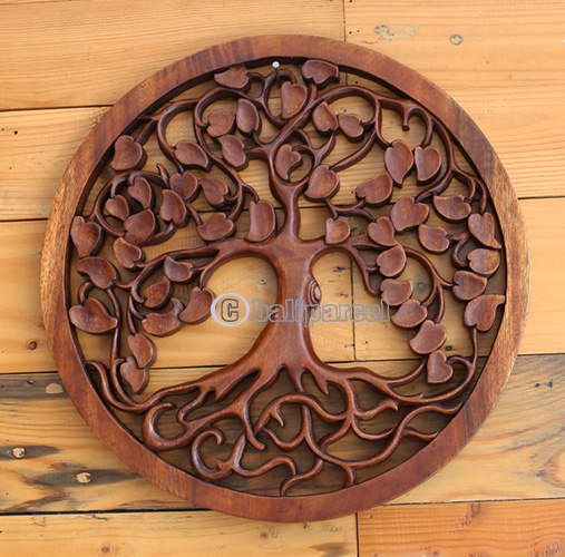 Wooden Wallhanging, Handmade From Suar Wood With Brown Polished
