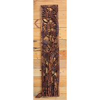 Wooden Wallhanging, Handmade From Suar Wood With Brown Polished