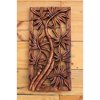 Wooden Wallhanging, Handmade From Suar Wood With Brown Polished